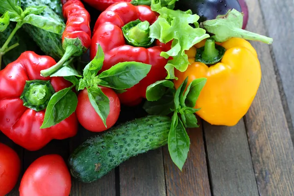 harvest of fresh vegetables on the table