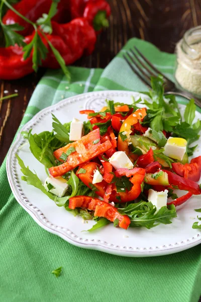 Salad with fresh peppers and feta — Stock Photo, Image