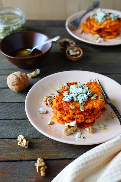 Delicious and sweet pancakes with pumpkin — Stock Photo, Image