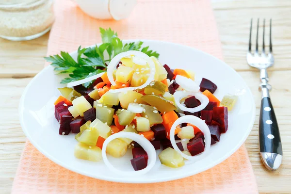 Russian winter vegetable salad — Stock Photo, Image