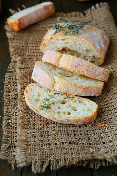Ciabatta with cheese and thyme — Stock Photo, Image