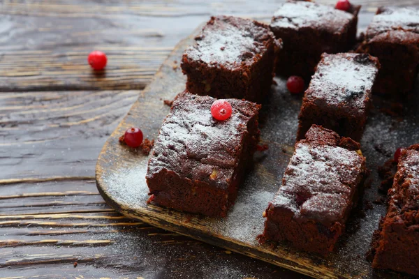 Homemade brownie pieces on the board — Stock Photo, Image