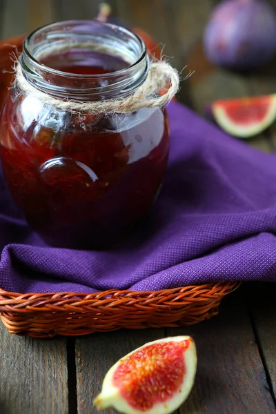 Fig jam in a jar — Stock Photo, Image