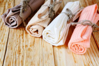 colored cotton towels for the kitchen clipart