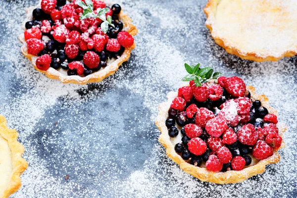 Homemade tartlets with berries — Stock Photo, Image