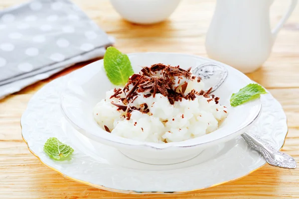 Rice pudding with chocolate — Stock Photo, Image
