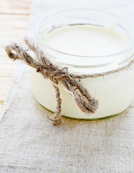 Homemade yogurt in a jar — Stock Photo, Image