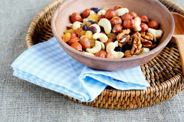Combination of various nuts in a large bowl — Stock Photo, Image