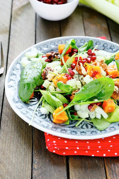 Vitamin sallad med pumpa och spenat — Stockfoto