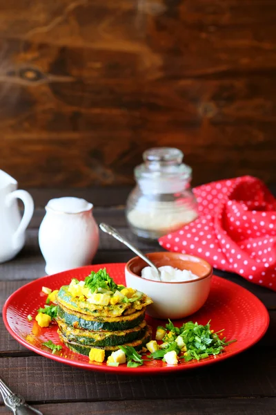 Roasted zucchini with eggs — Stock Photo, Image