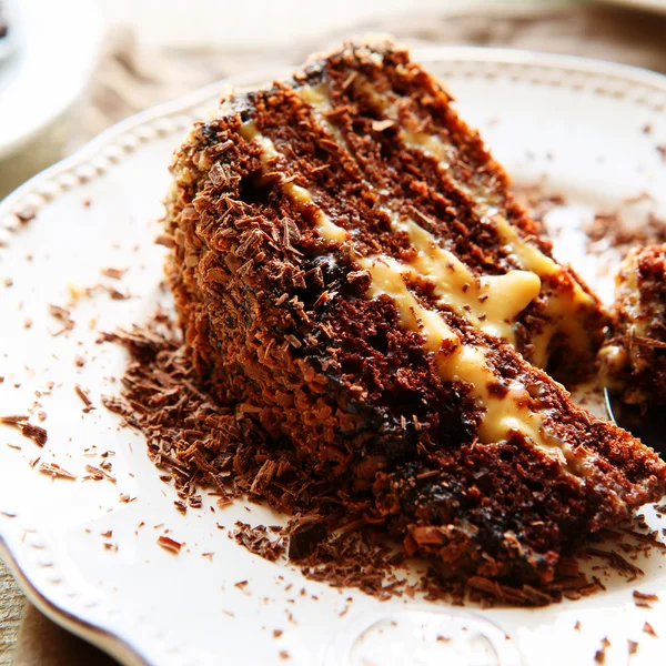 Delicious piece of chocolate cake — Stock Photo, Image