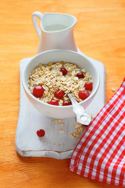 Tigela de aveia com cranberries — Fotografia de Stock