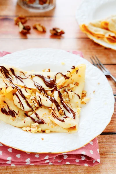 French crepes with banana — Stock Photo, Image