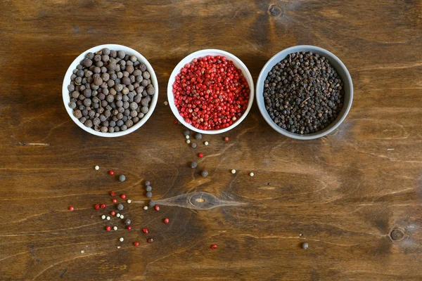 Pepper spice red, black,  top view — Stock Photo, Image