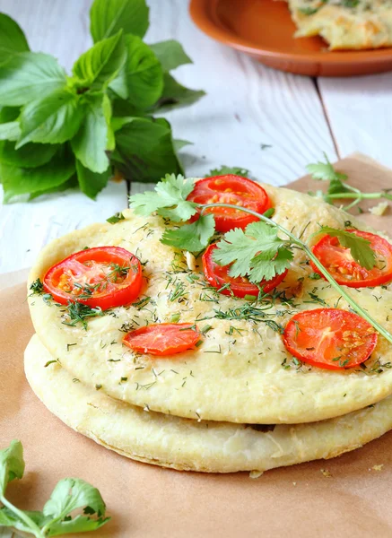 Focaccia with tomatoes — Stock Photo, Image