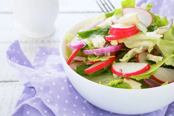 Spring salad with radishes and cheese — Stock Photo, Image