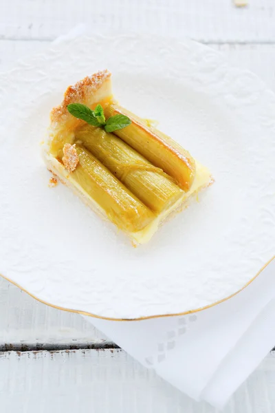 Tranche de tarte à la rhubarbe — Photo