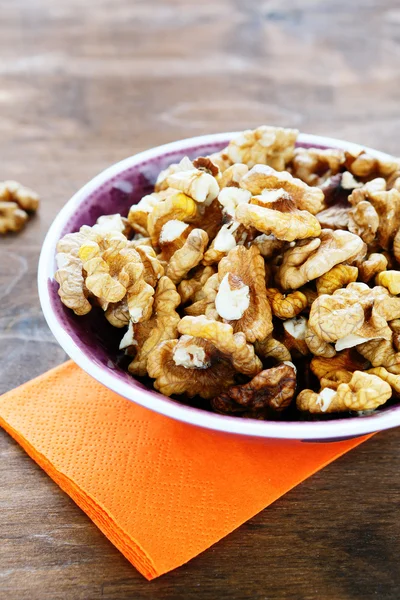 Shelled walnut in a bowl — Stock Photo, Image