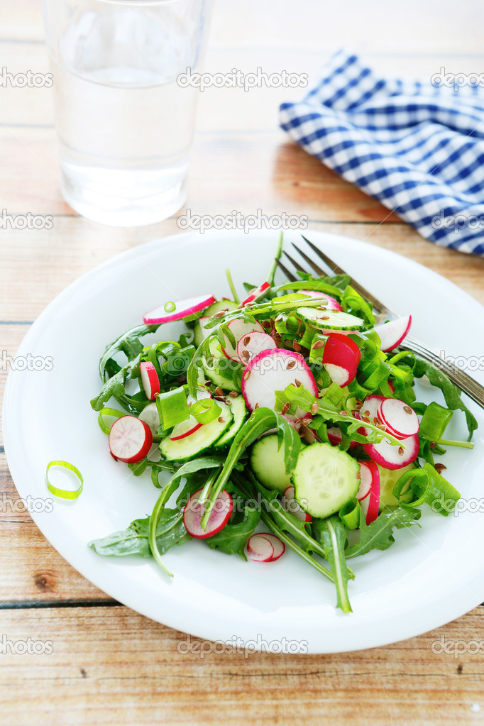 crispy salad with cucumber and radish