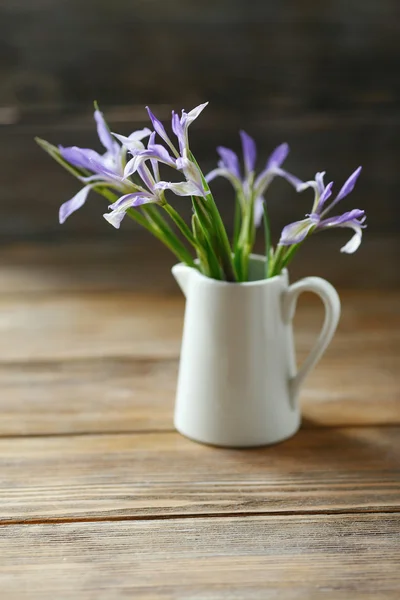 Iris en una jarra blanca —  Fotos de Stock