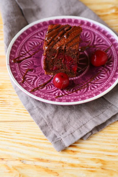 Cherry chocolate pie — Stock Photo, Image