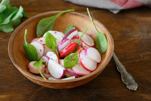 Salada de rabanete fresco em uma tigela — Fotografia de Stock