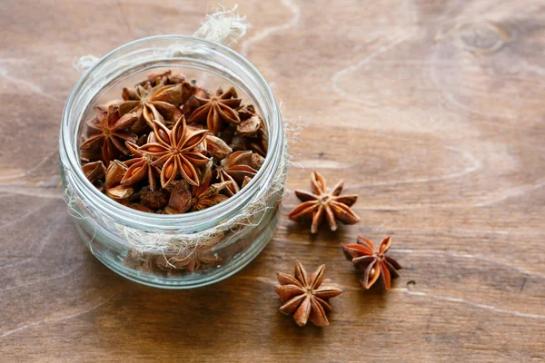 Anise in a jar, flavorful seasoning — Stock Photo, Image