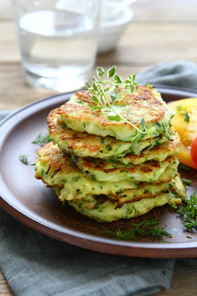 Fried fritters of shredded courgette — Stock Photo, Image