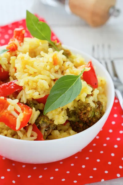 Risotto with broccoli and paprika — Stock Photo, Image