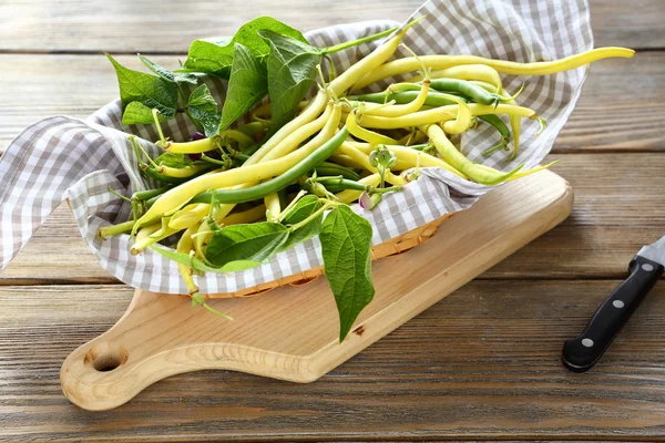 Fresh asparagus beans in a basket — Stock Photo, Image