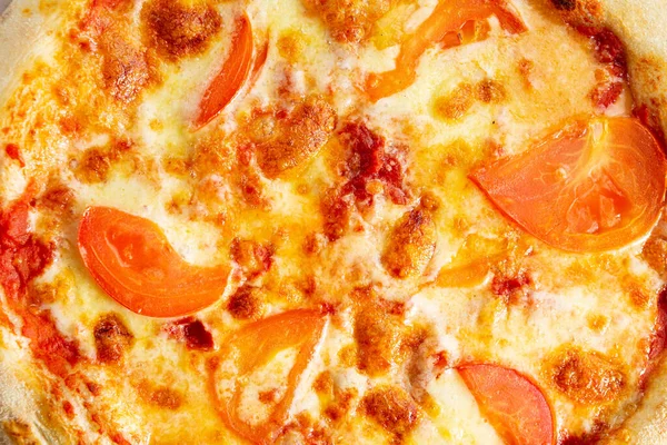 Visão Aérea Queijo Pizza Tomate Fast Food — Fotografia de Stock