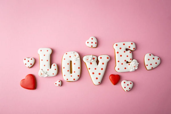 Biscoitos Doces Para Amor Conceito Férias Dia Dos Namorados — Fotografia de Stock