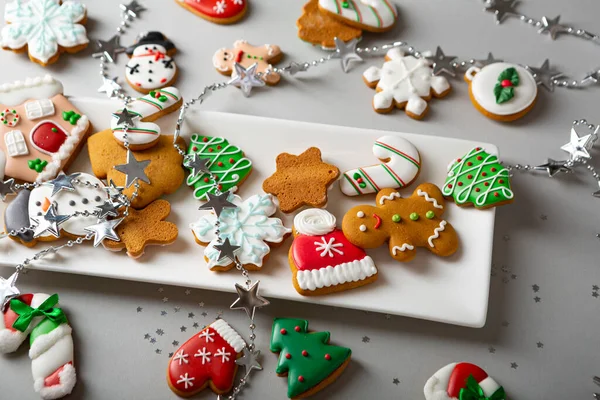 Assiette Complète Avec Biscuits Noël — Photo