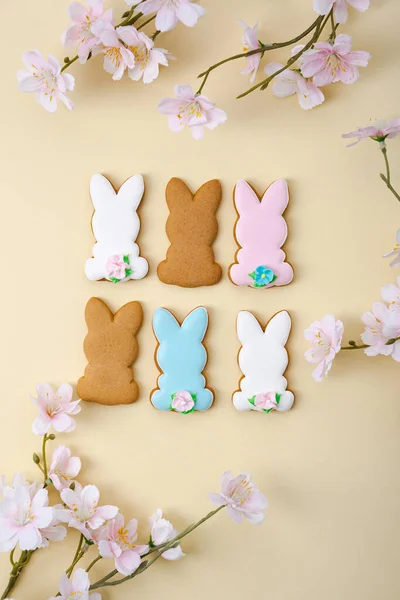 Easter Bunny Shortcrust Cookies Top View — Stock Photo, Image
