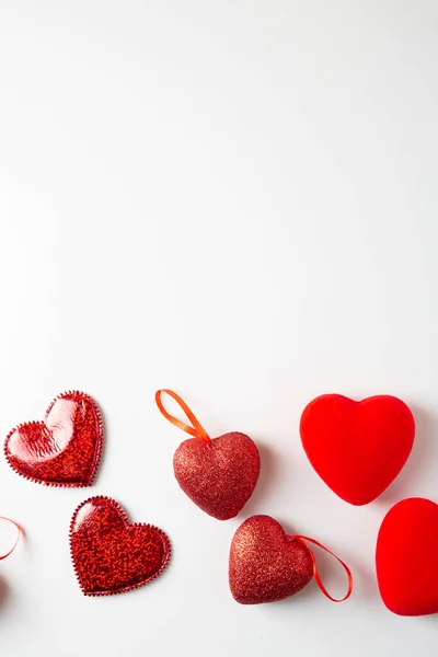 Valentinstag Konzept Rote Herzen Von Oben — Stockfoto