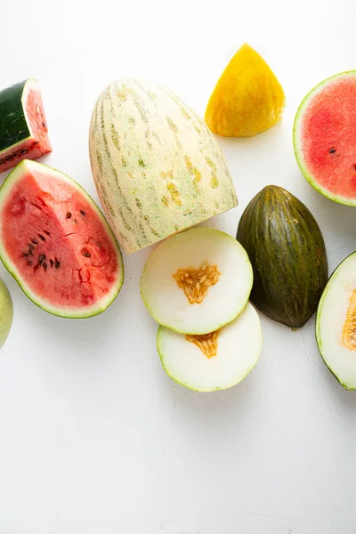 Sliced Watermelon Melon Summer Healthy Food Light Surface — Stock Photo, Image