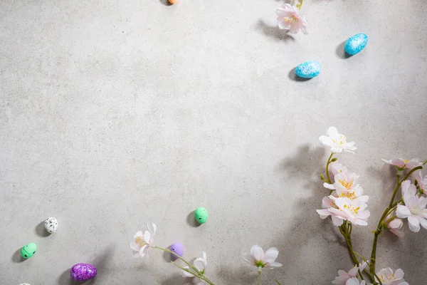 Fundo Férias Páscoa Com Flores Decoração Ovos — Fotografia de Stock