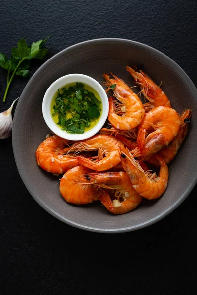 Overhead View Tiger Prawn Bowl — Stock Photo, Image