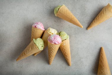 Dondurma külahlarının yukarıdan görünüşü