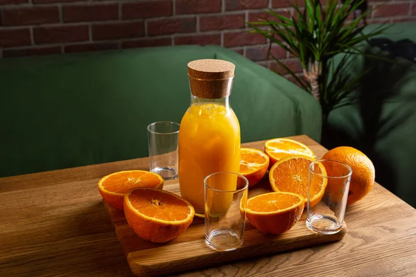 Jug Glass Homemade Orange Lemonade — стоковое фото