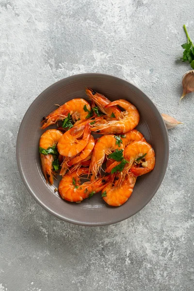 Top View Cooked Prawn Shell Seafood Shrimps — Stock Photo, Image