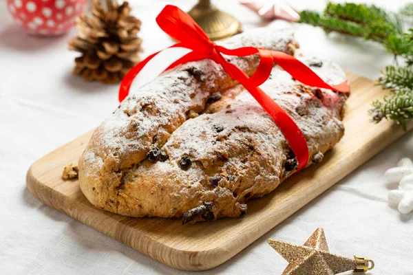 Winter Cake Loaf Fruits Stollen Decorations — Stock Photo, Image