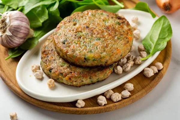 Close Lentil Spinach Pancakes Vegan Burgers Food — Stock Photo, Image