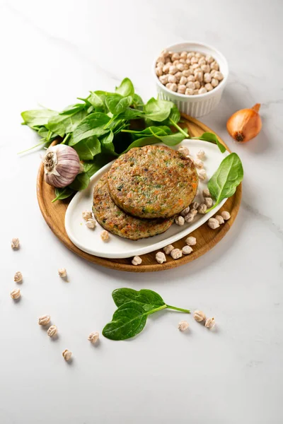 Close Chick Pea Spinach Pancakes Vegan Burgers Food — Stock Photo, Image