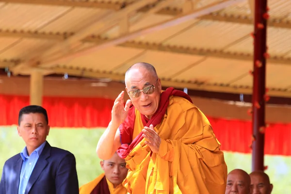 Leh, india-augustus 5, 2012 - Zijne Heiligheid de veertiende dalai lama Rechtenvrije Stockafbeeldingen