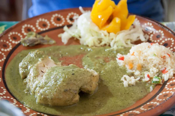 Rico pollo en mole verde — Stock Photo, Image