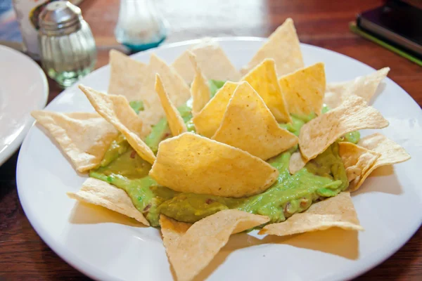 Mexican guacamole with tacos — Stock Photo, Image
