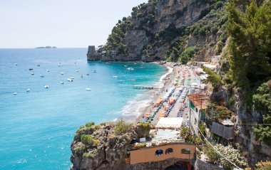 plaj, positano, costiera amalfitana, İtalya