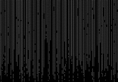 A stylized image of a binary code flowing from top to bottom from the currency symbols of different countries. Binary code as a matrix, isolated on black background.
