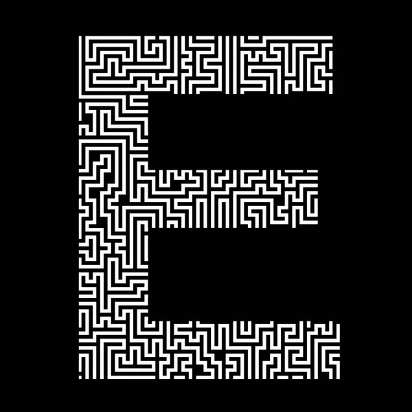 Letter Latin English Alphabet White Letter Composed Maze Pattern Isolated — 图库照片